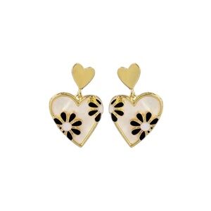 Floral Heart Gold Dangle Earrings